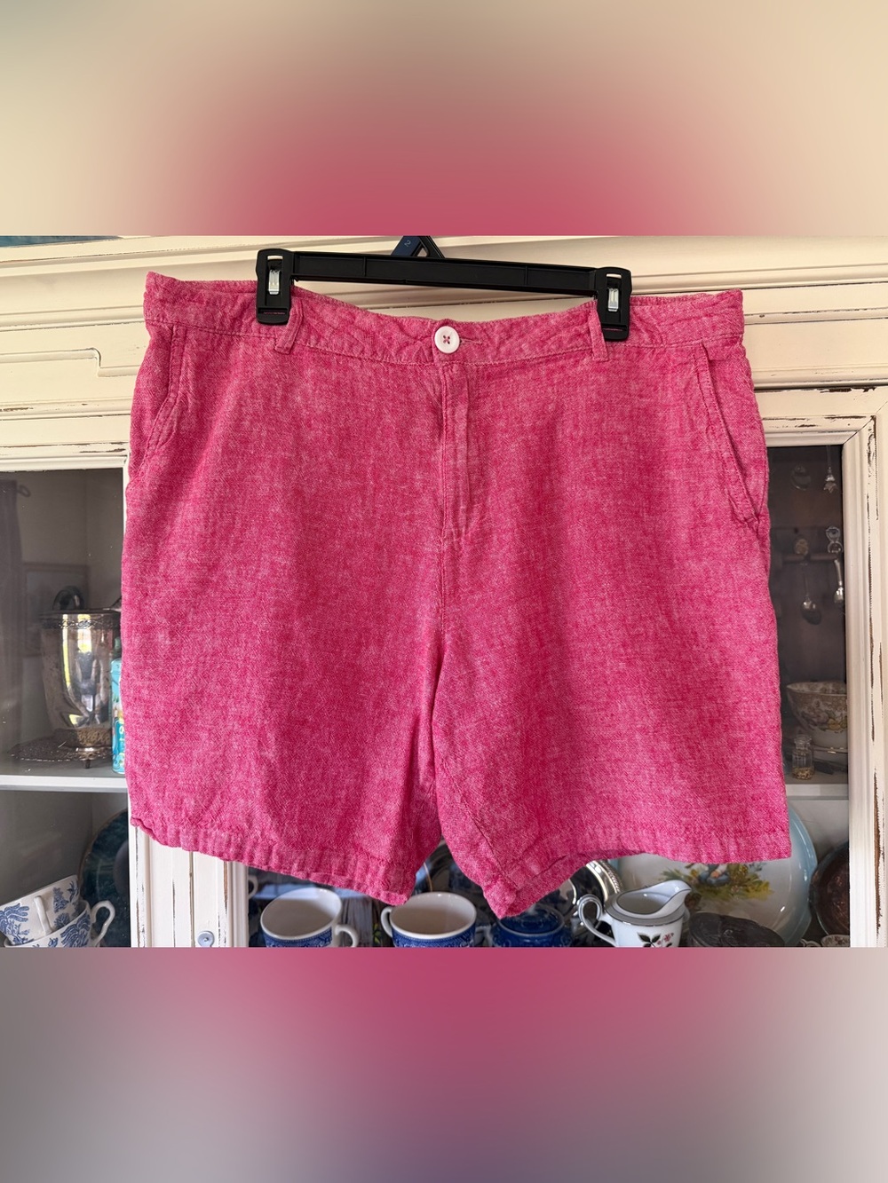 Saks Fifth Avenue Linen Blend Shorts Men’s 36 Pink Resort Coastal Preppy